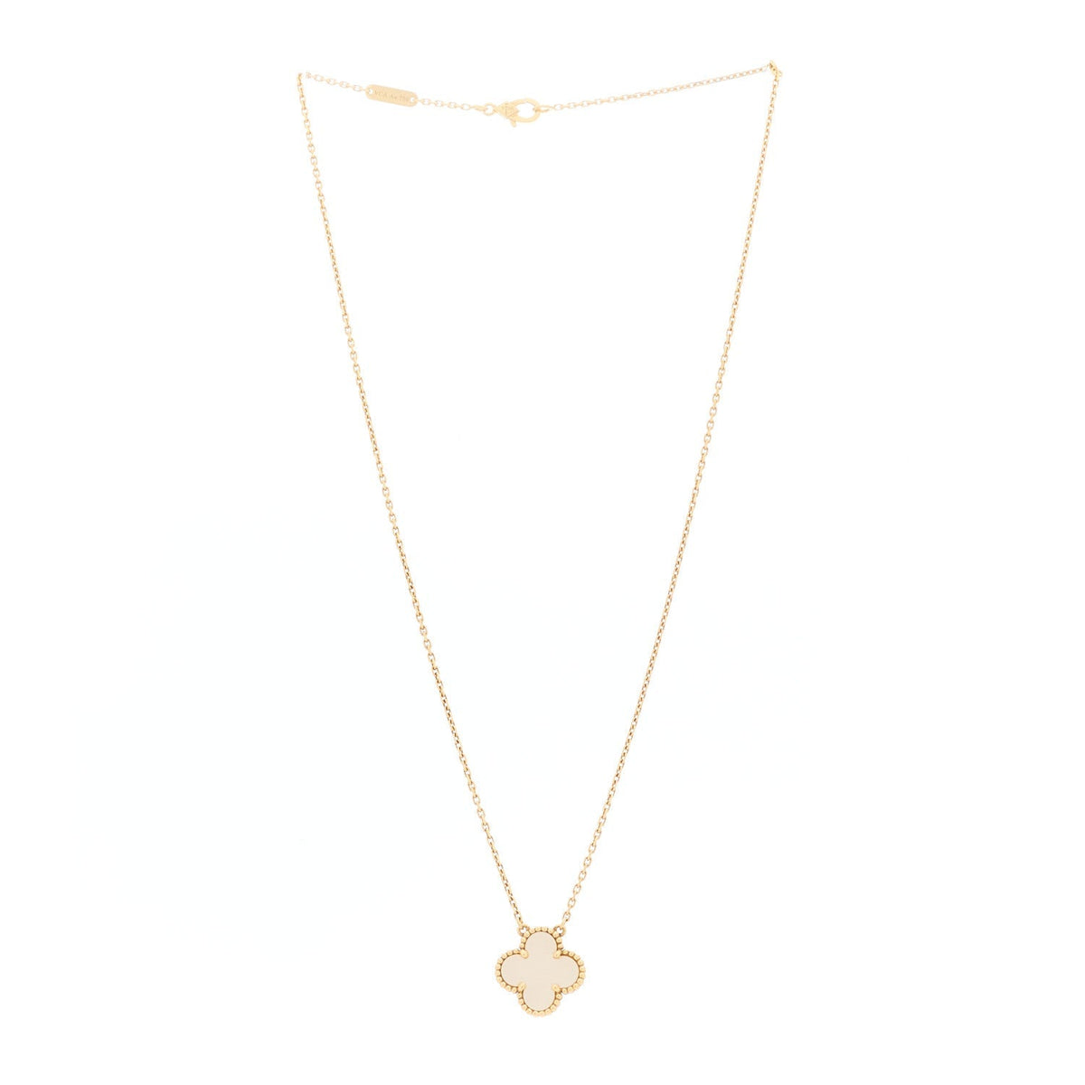 Van Cleef & Arpels 18K Yellow Gold Mother of Pearl Vintage Alhambra Pendant Necklace
