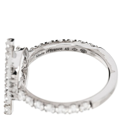 Hermes 18K White Gold Diamond Finesse Ring 49 4.75