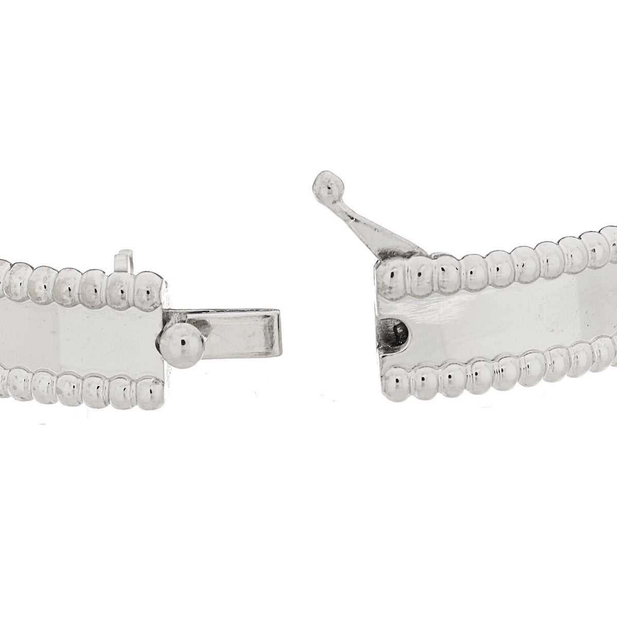 Van Cleef & Arpels 18K White Gold Perlee Signature Bangle Bracelet S