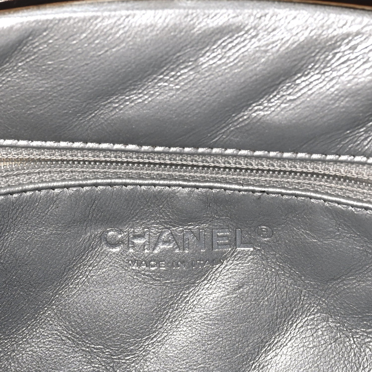Chanel Metallic Aged Calfskin Quilted Timeless Clutch Silver