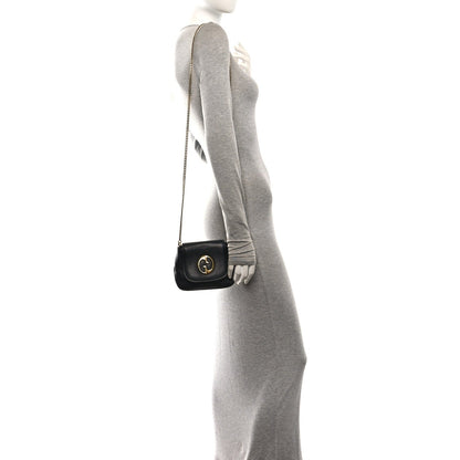 Gucci Pebbled Calfskin Small 1973 Chain Shoulder Bag Black