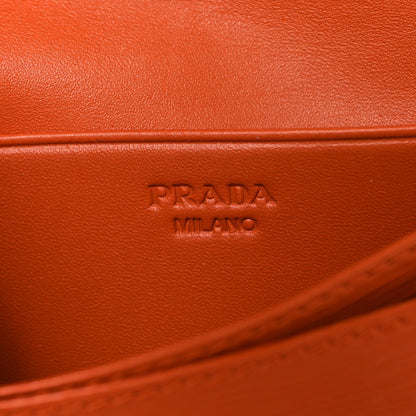Prada Vitello Move Metal Wristlet Card Holder Papaya