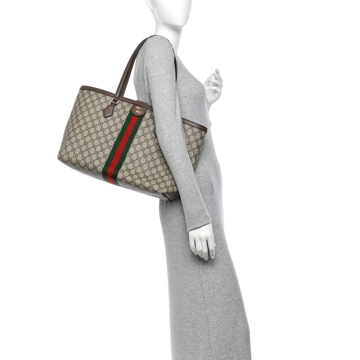 Gucci GG Supreme Monogram Medium Ophidia Shopping Tote Brown