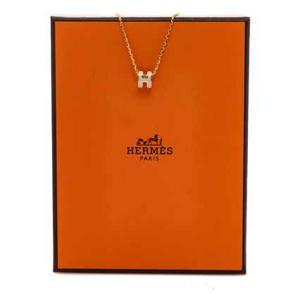 Hermes Lacquered Gold Mini Pop H Pendant Necklace Marron Glace