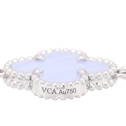 Van Cleef & Arpels 18K White Gold Chalcedony 5 Motifs Vintage Alhambra Bracelet