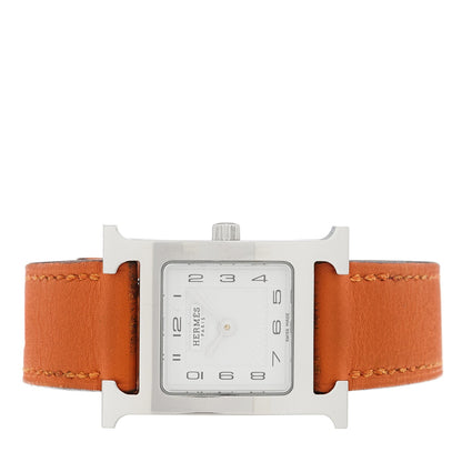 Hermes Stainless Steel Swift 21mm Heure H Watch Orange