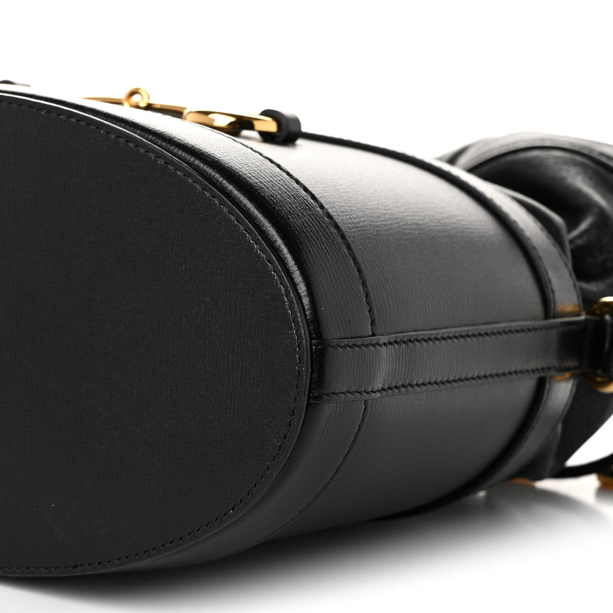 Gucci Calfskin Horsebit 1955 Drawstring Bucket Bag Black