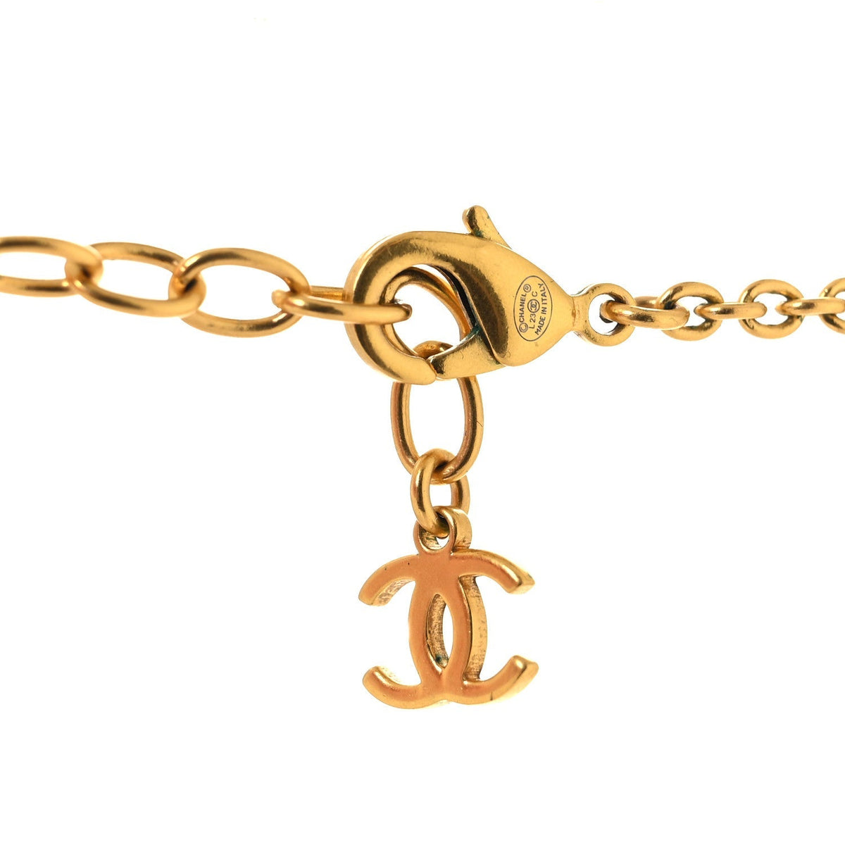 Chanel Crystal CC Heart Necklace Gold
