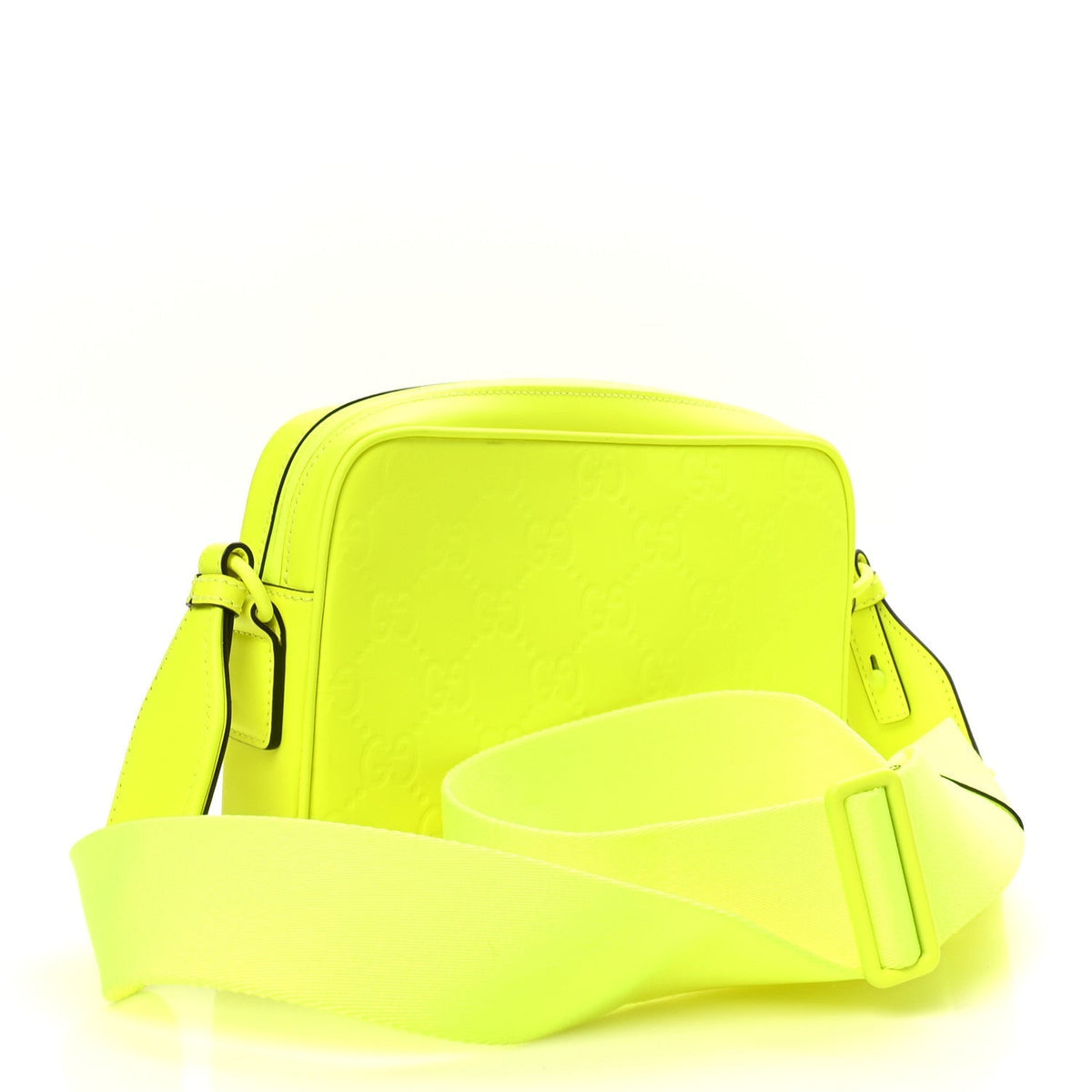 Gucci Rubber Effect Monogram GG Crossbody Bag Fluorescent Yellow