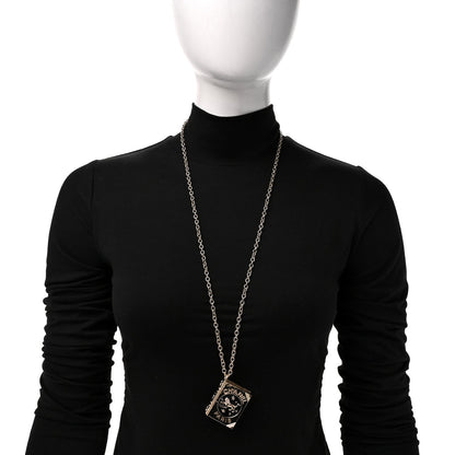 Chanel Metal CC Lion Book Locket Necklace Gold
