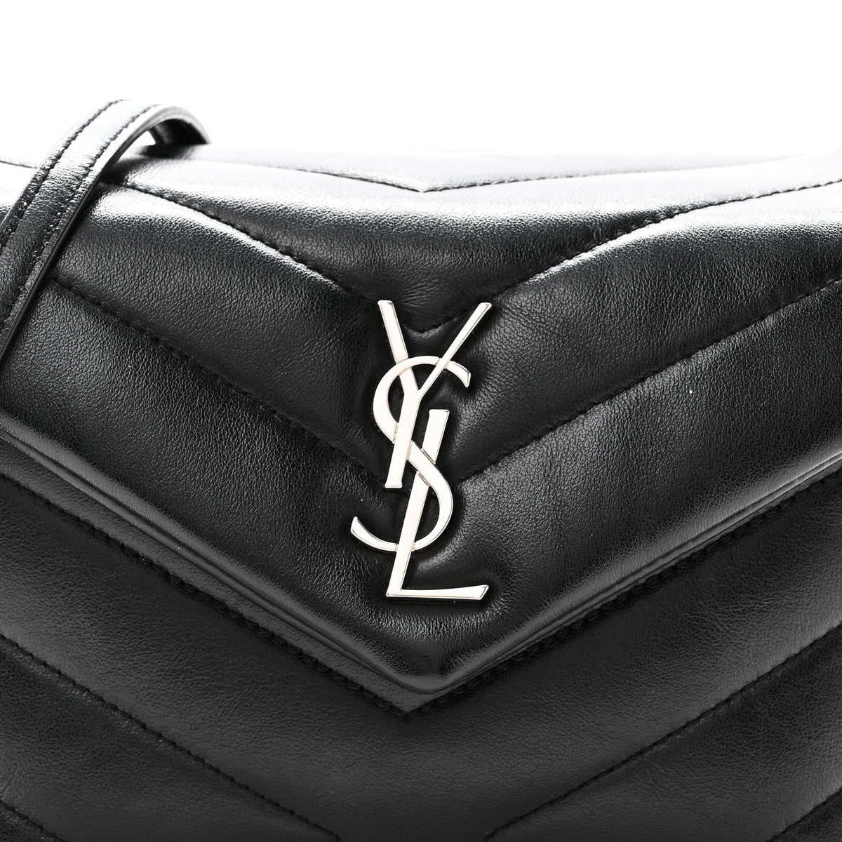 Saint Laurent Calfskin Y Quilted Monogram Toy Loulou Crossbody Bag Black