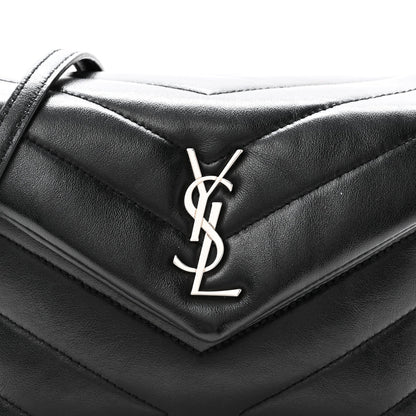 Saint Laurent Calfskin Y Quilted Monogram Toy Loulou Crossbody Bag Black