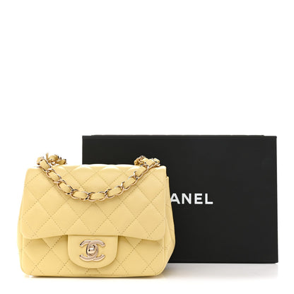Chanel Lambskin Quilted Mini Square Flap Bag Light Yellow 1871452