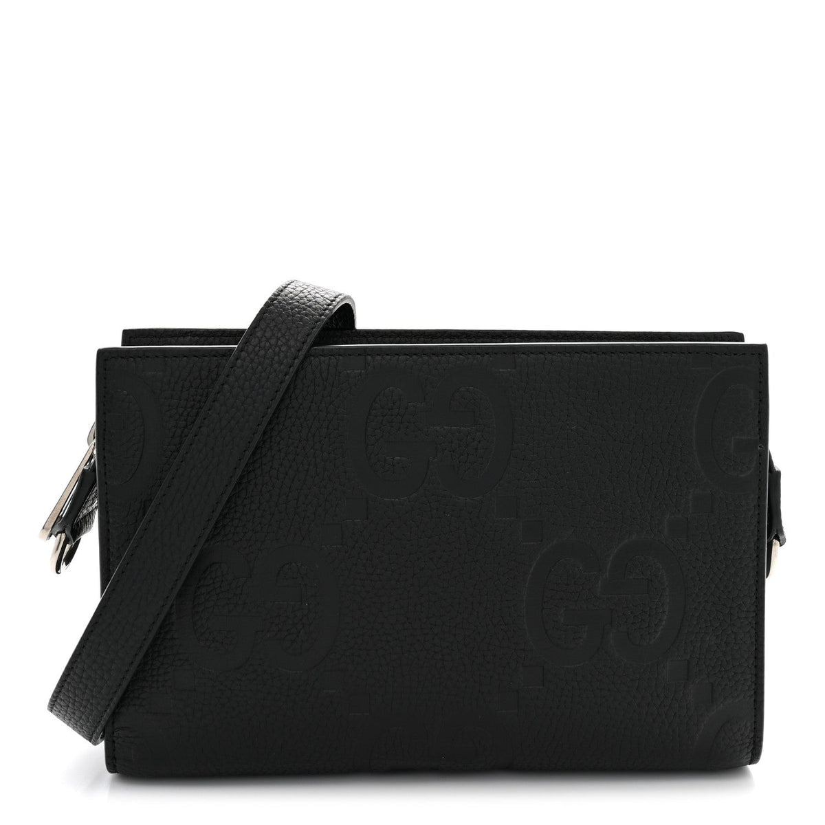 Gucci Jumbo GG Textured Dollar Calfskin Crossbody Bag Black