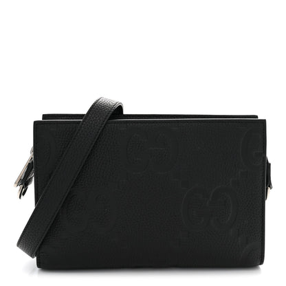 Gucci Jumbo GG Textured Dollar Calfskin Crossbody Bag Black