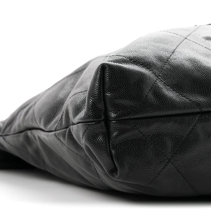 Chanel Shiny Caviar Quilted Monochrome Small 22 Shoulder Bag Black