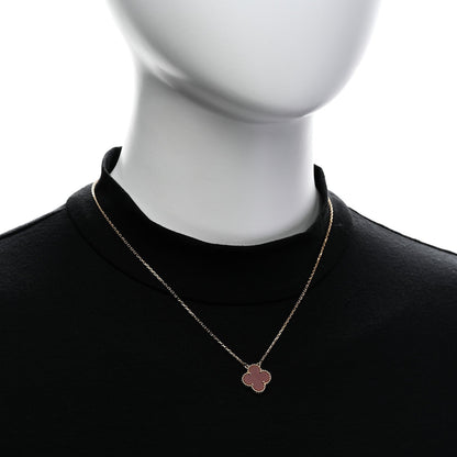 Van Cleef & Arpels 18K Yellow Gold Carnelian Vintage Alhambra Pendant Necklace