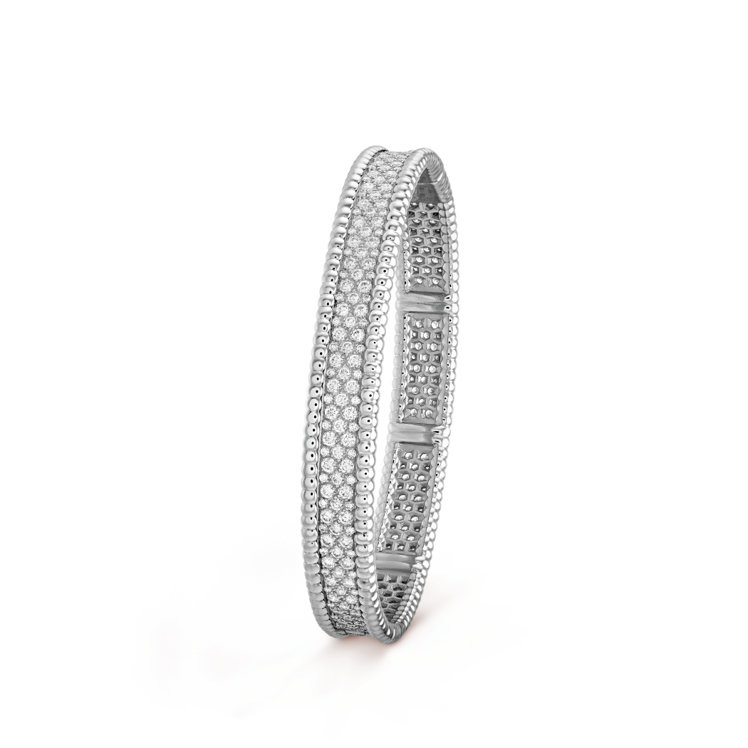18K Gold Diamond Perlée 3-Row Bracelet