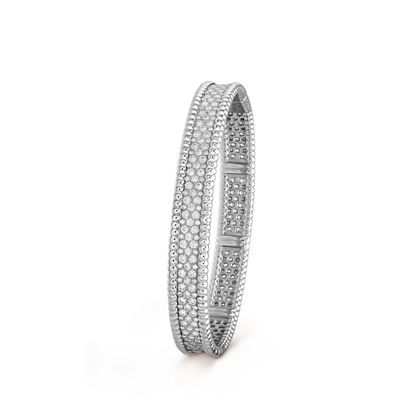 18K Gold Diamond Perlée 3-Row Bracelet