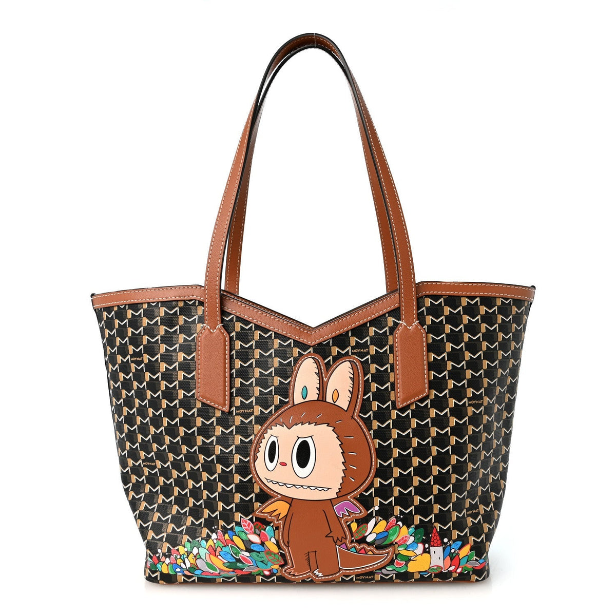 Moynat Calfskin Canvas M Labubu Tote PM Brown