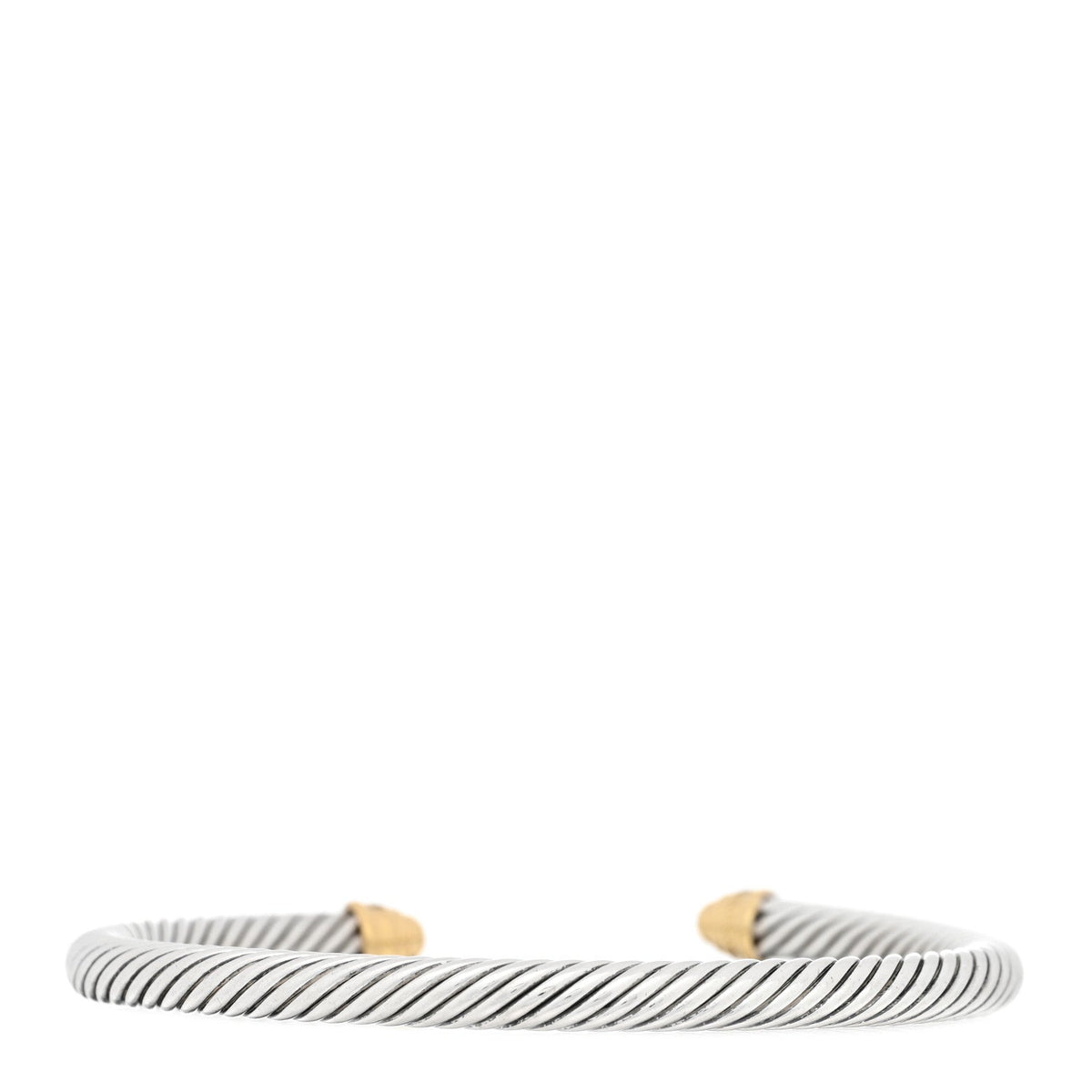 David Yurman Sterling Silver 18K Yellow Gold Diamond 5mm Cable Classics Bracelet