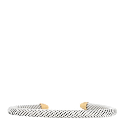 David Yurman Sterling Silver 18K Yellow Gold Diamond 5mm Cable Classics Bracelet