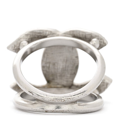 Chanel Metal Crystal Palais Garnier CC Ring Silver