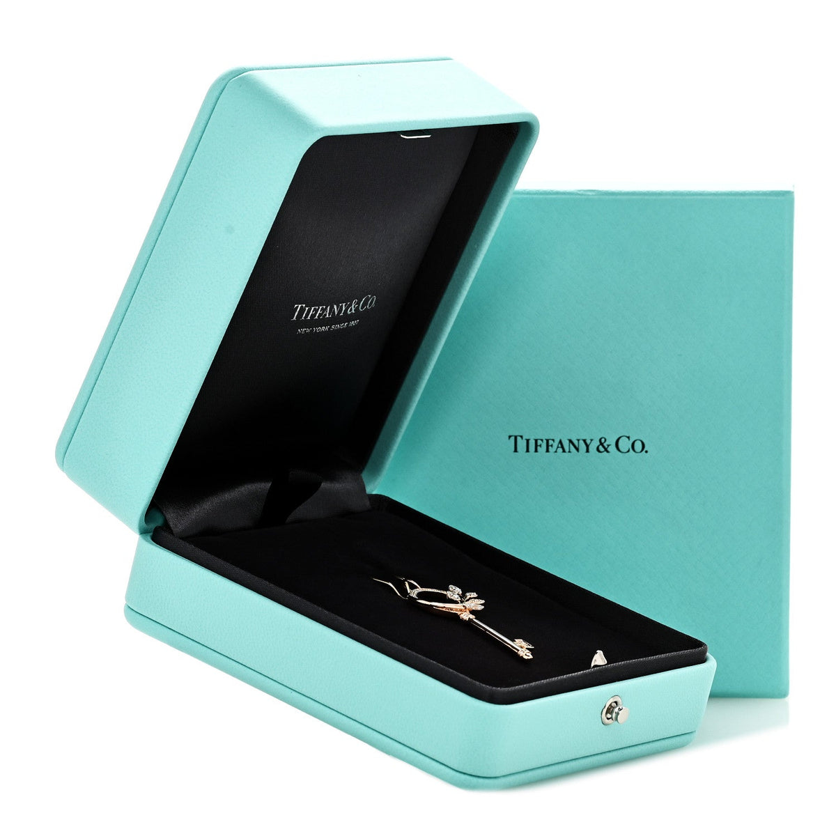 Tiffany 18K Rose Gold Diamond Victoria Vine Circle Key Pendant