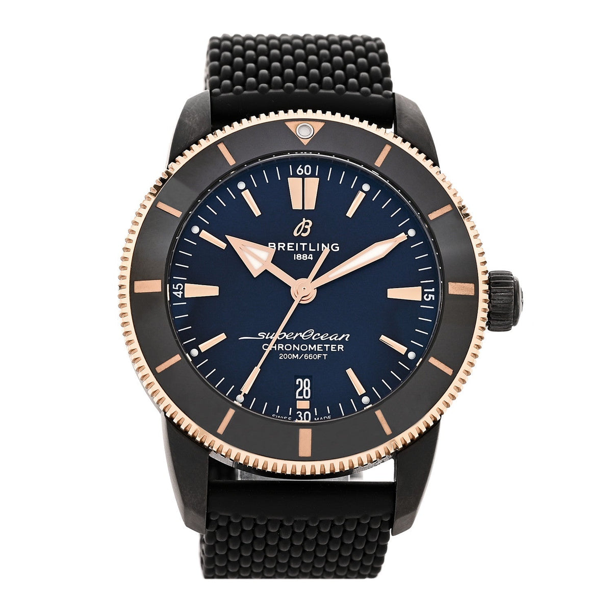 Breitling Stainless Steel 18K Rose Gold 44mm Superocean Heritage II Watch UB20303A1B1S1