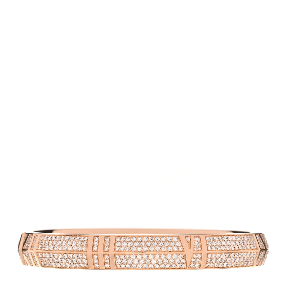 Tiffany 18K Rose Gold Diamond Atlas Closed Wide Hinged Bangle Bracelet