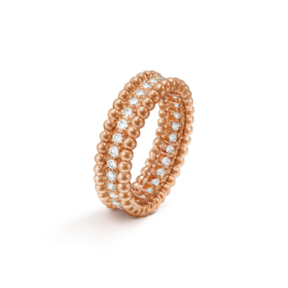 18K Gold Diamond VCA Perlée 1 Row Ring