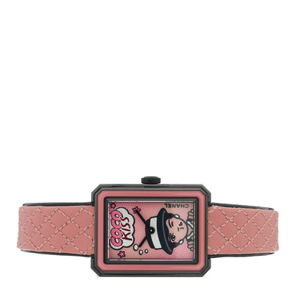 Chanel Stainless Steel Calfskin 21mm Boy-Friend Watch Pink 1878122