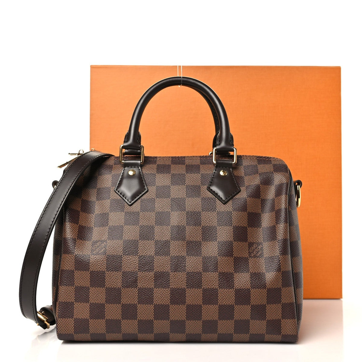 Louis Vuitton Damier Ebene Speedy Bandouliere 25 Brown