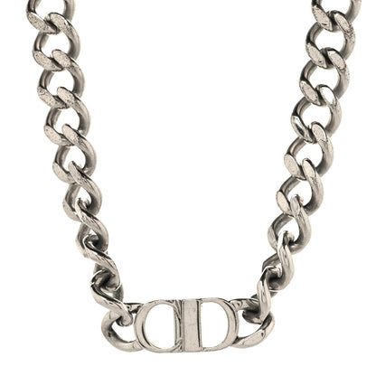 Christian Dior Brass CD Icon Chain Link Necklace Silver