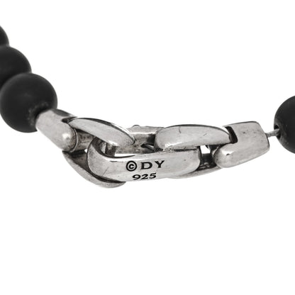 David Yurman Sterling Silver Black Onyx Blue Sapphire 6mm Spiritual Beads Evil Eye Bracelet