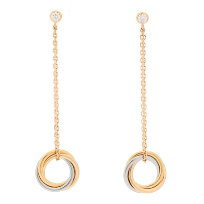 Cartier 18K Tri-Color Gold Diamond Small Trinity Drop Earrings