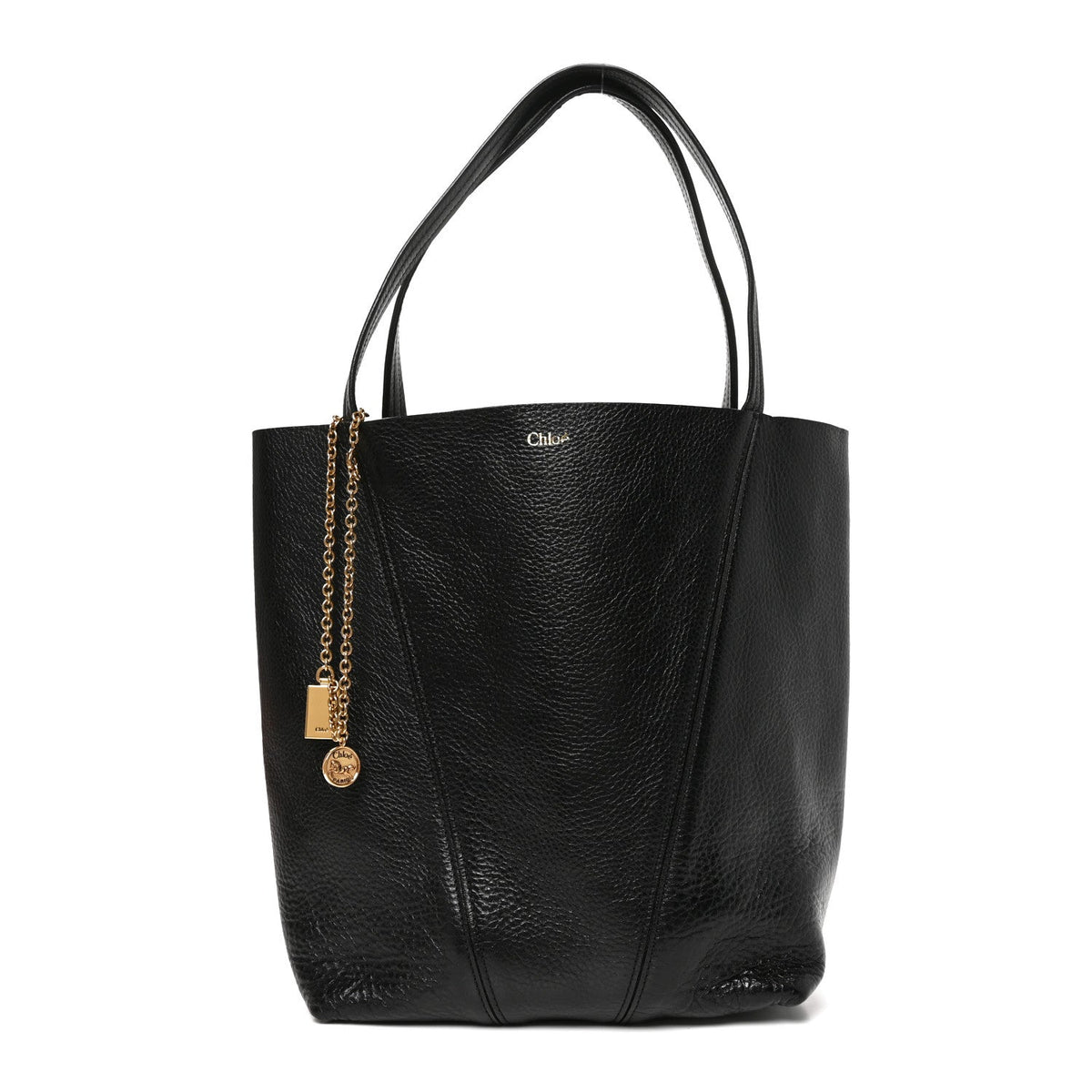 Chloe Grained Calfskin Medium Spin Tote Woodrose
