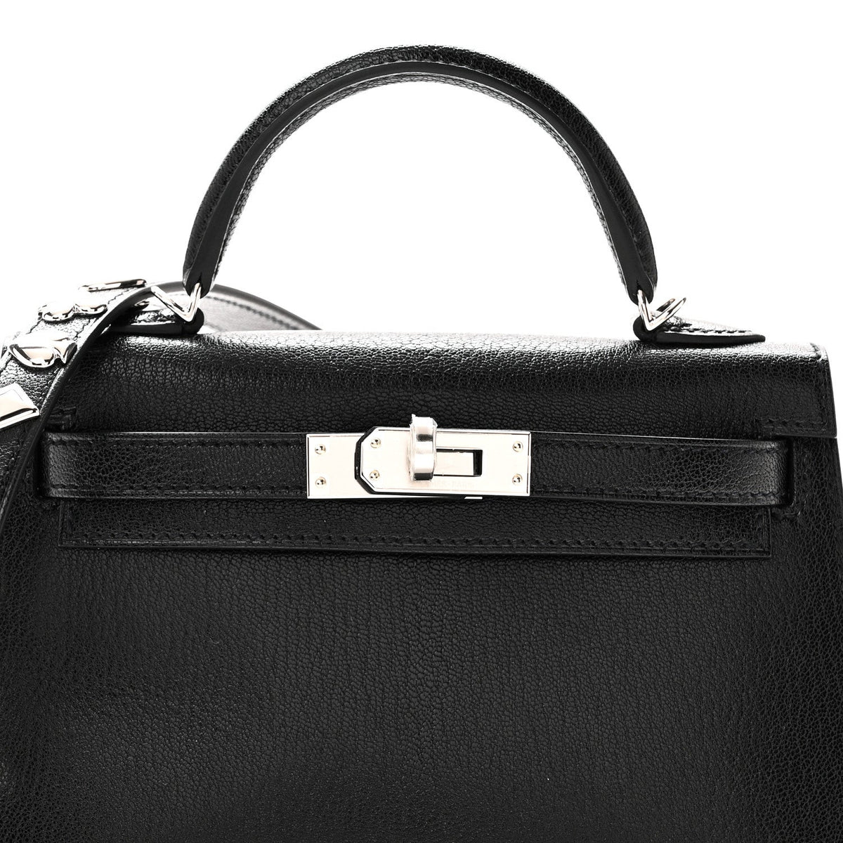 Hermes Chevre Chamkila Clou de Coeur Mini Kelly Sellier 20 Black