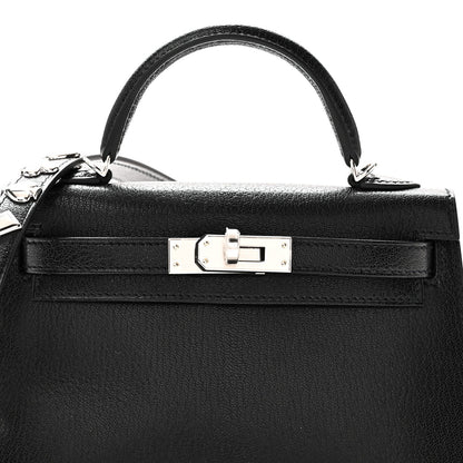 Hermes Chevre Chamkila Clou de Coeur Mini Kelly Sellier 20 Black