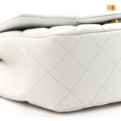 Chanel Lambskin Quilted Mini Rectangular Pearl Crush Flap White