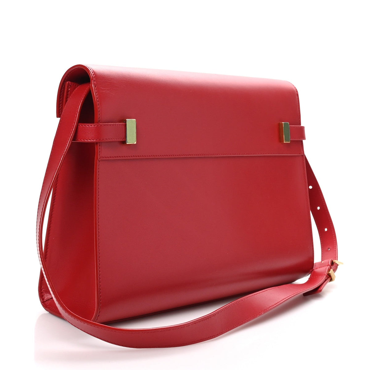 Saint Laurent Smooth Calfskin Manhattan Shoulder Bag Rouge Eros