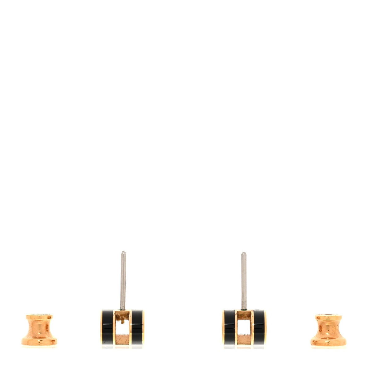 Hermes Rose Gold Lacquered Mini Pop H Earrings Black