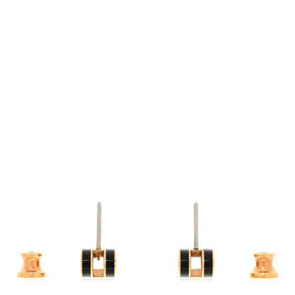 Hermes Rose Gold Lacquered Mini Pop H Earrings Black