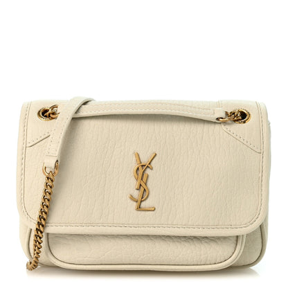 Saint Laurent Grained Lambskin Monogram Mini Niki Chain Satchel Crema Soft