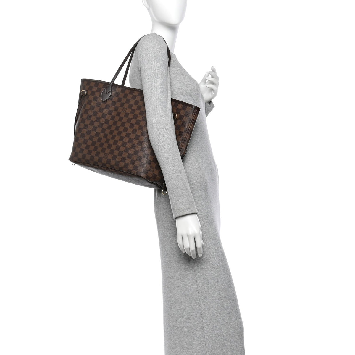 Louis Vuitton Coated Canvas Damier Ebene Neverfull MM Tote Bag Brown 1983208
