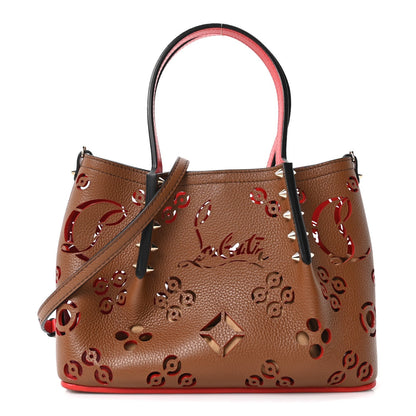 Christian Louboutin Calfskin Mini Cabarock Spikes Tote Biscotto