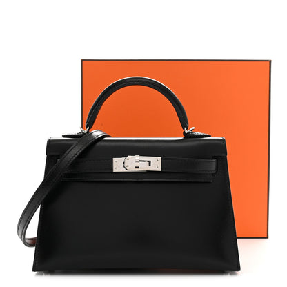 Hermès Box Calfskin Mini Kelly Sellier 20 Black
