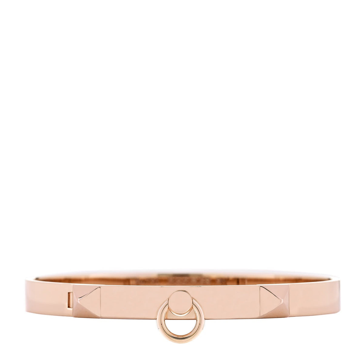 Hermes 18K Rose Gold Diamond Collier De Chien Bracelet PM SH
