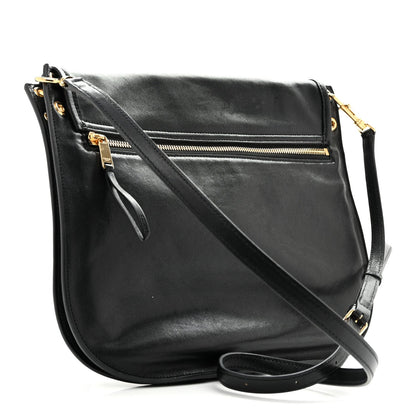 Celine Shiny Lambskin Soft Triomphe Besace Bag Black