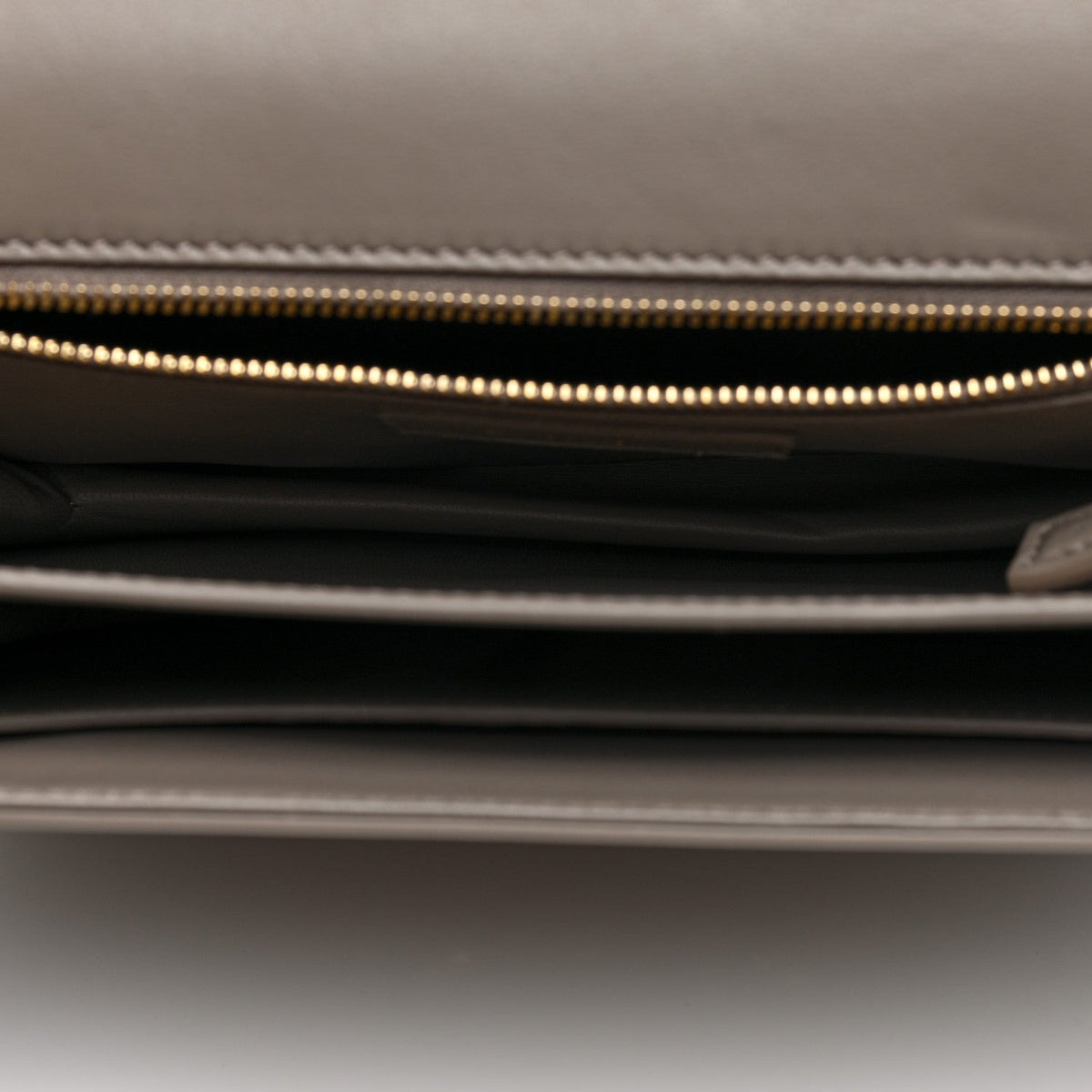 Saint Laurent Smooth Calfskin Le Maillon Satchel Greyish Brown